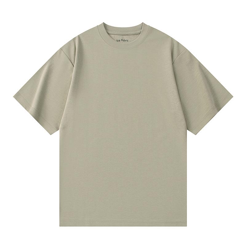 40 Cool Feeling Anti-wrinkle Three-pin One Tone Base Short-sleeved T-shirt for Men and Women