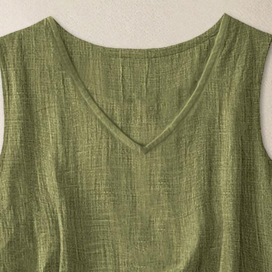 Hauts pour femmes Col en V Sans manches Coupe ample Gilet Chemise d'été Débardeurs décontractés Légers Respirants Vêtements de tous les jours
