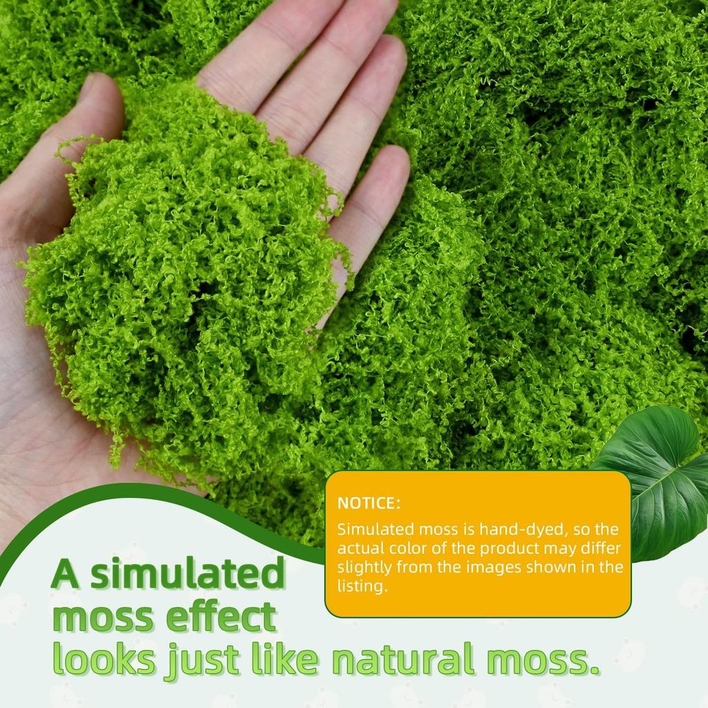 Artificial Moss for Crafts - 5.3oz Fake Moss for Potted Plants Indoor, Fairy Garden Decor, Model Making, Walls, Glass Containers | Realistic Faux