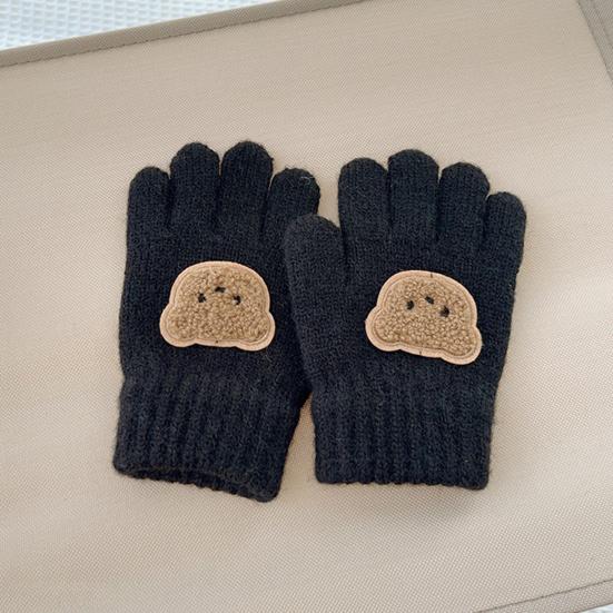 Guantes de Punto para Niños Guantes Elásticos de Dedos Completos Bordado Oso Guantes Cálidos de Invierno para Niños Niñas de 3 a 7 Años Ciclismo Deportes