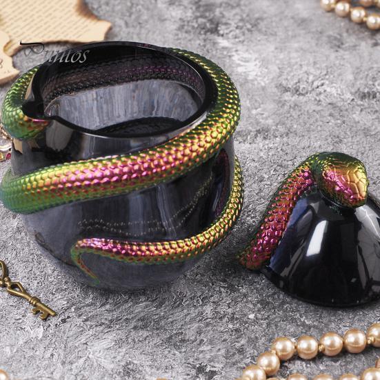 1 Set Snake Egg Jar Silicone Mold Clay Gypsum Cement Epoxy Resin Casting Mold DIY Crafts Snake Egg Shape Storage Box Ornament Making Mould