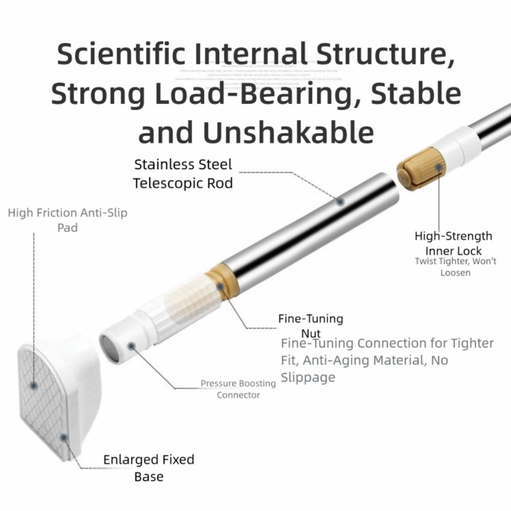 Steel Telescopic Rod Punch-Free Clothes Rail Hanger Durable Shower Curtain Rod  Household