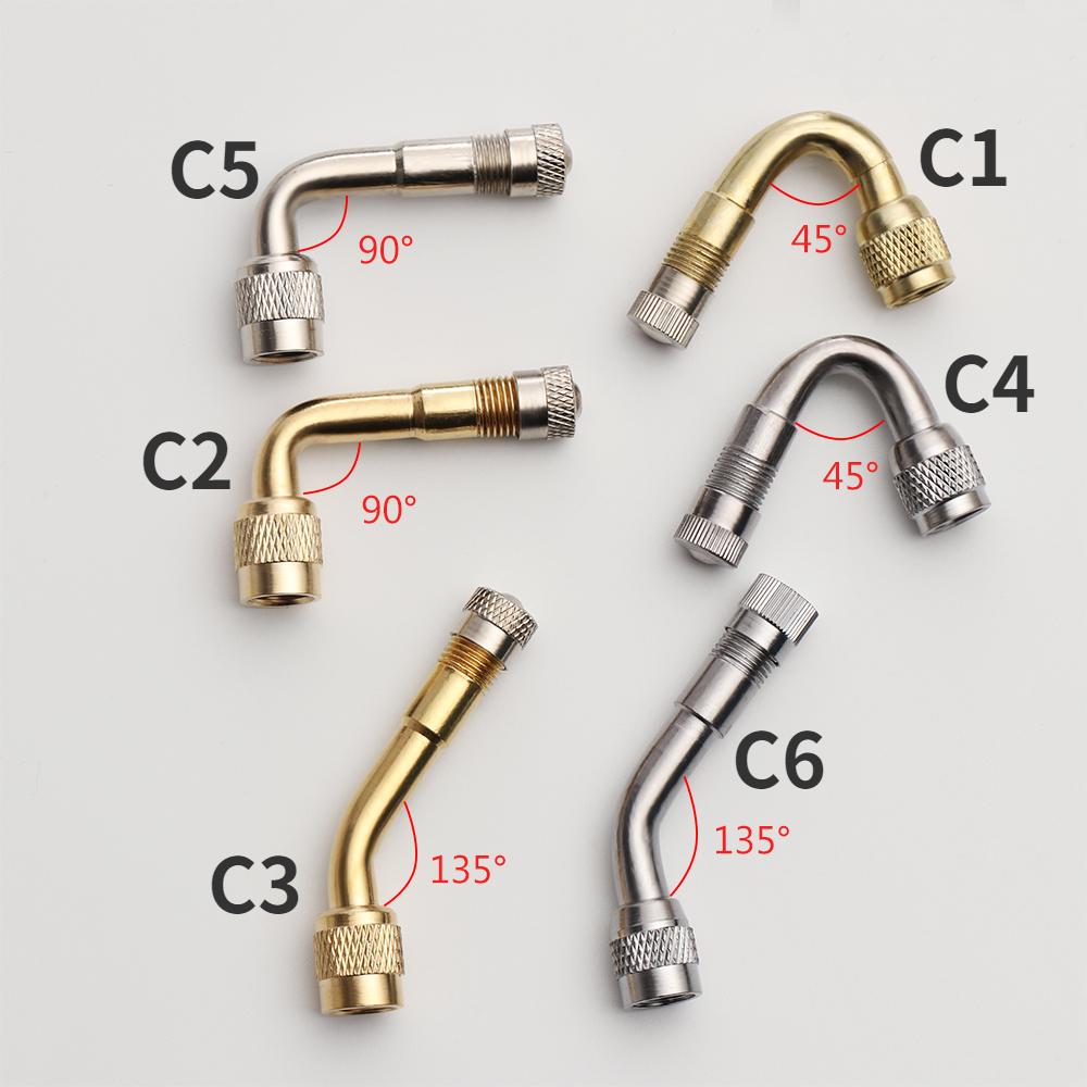 2Pc Miexd 45/90/135 Degree Air Tyre Valves For Truck Motorcycle Cycling Accessories Adapter Car Valve Extension Stem Brass