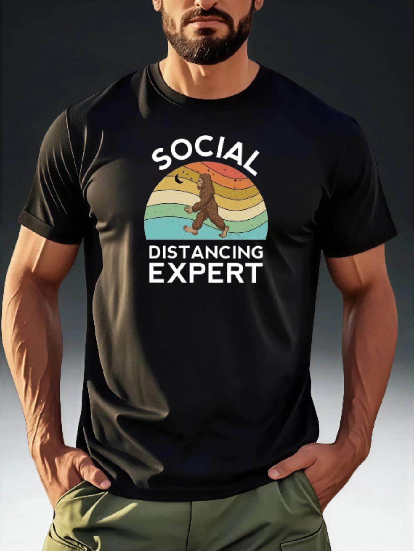 Men S Fun Style Social Distancing Expert Bigfoot Print T-Shirt S