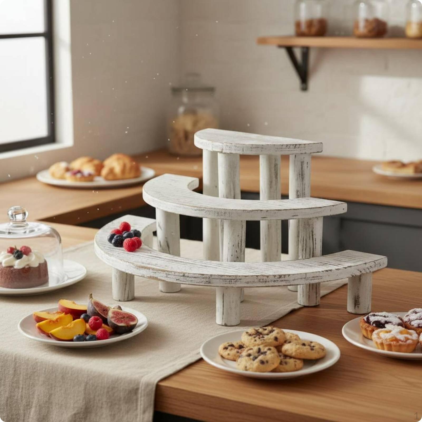 Wooden Cake Display Stand Multifunctional 3 Tier Dessert Rustic Tiered for
