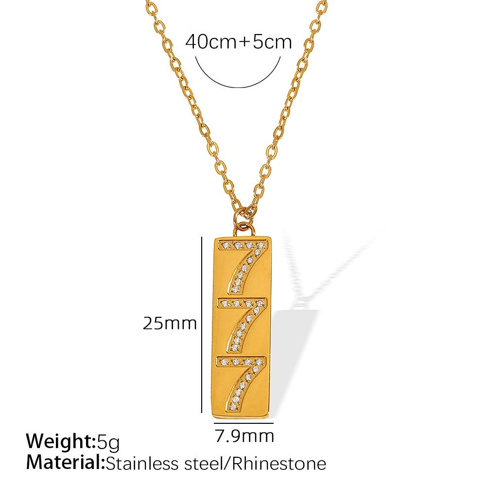 European and American digital pendant with diamond necklace women's jewelry titanium steel plated 18k versatile simple collarbone