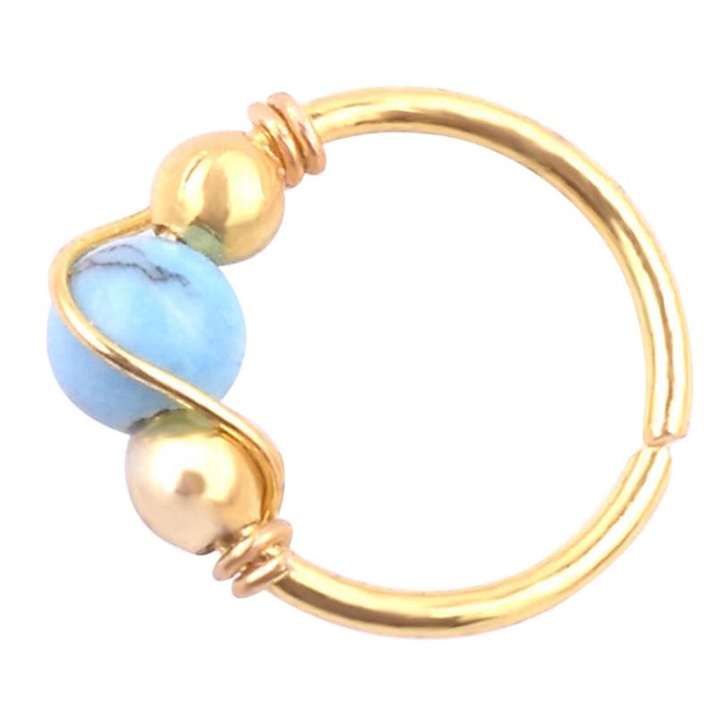 Stainless Steel Nose Ring Turquoise Nostril Hoop Nose Earrings Piercing Jewelry
