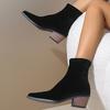 New Suede High Heels Ankle Boots Women Shoes Fashion Brand Pointed Toe Chunky Chelsea Boots  Autumn Winter Pumps Snow Botas