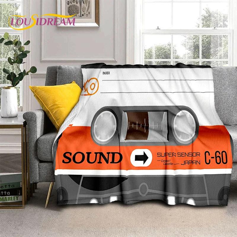 Padrão de Fita Cassete de Música Retrô Manta 3D, Manta Macia para Casa Quarto Cama Sofá Piquenique Viagem Escritório Cobertura Manta Criança