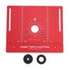 Router Table Insert Plate with 2 Rings Aluminum Alloy Woodworking Bench Flip Plate for Trimming Engraving Red Metric