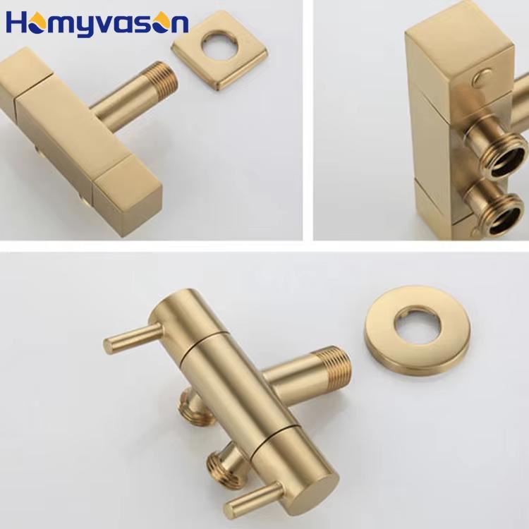 Bathroom Shower Shattaf Sprayer SS Brushed Gold Portable Toilet Water Hand Spray Bidet Gun Tap Set Brass Faucet Hot and Cold