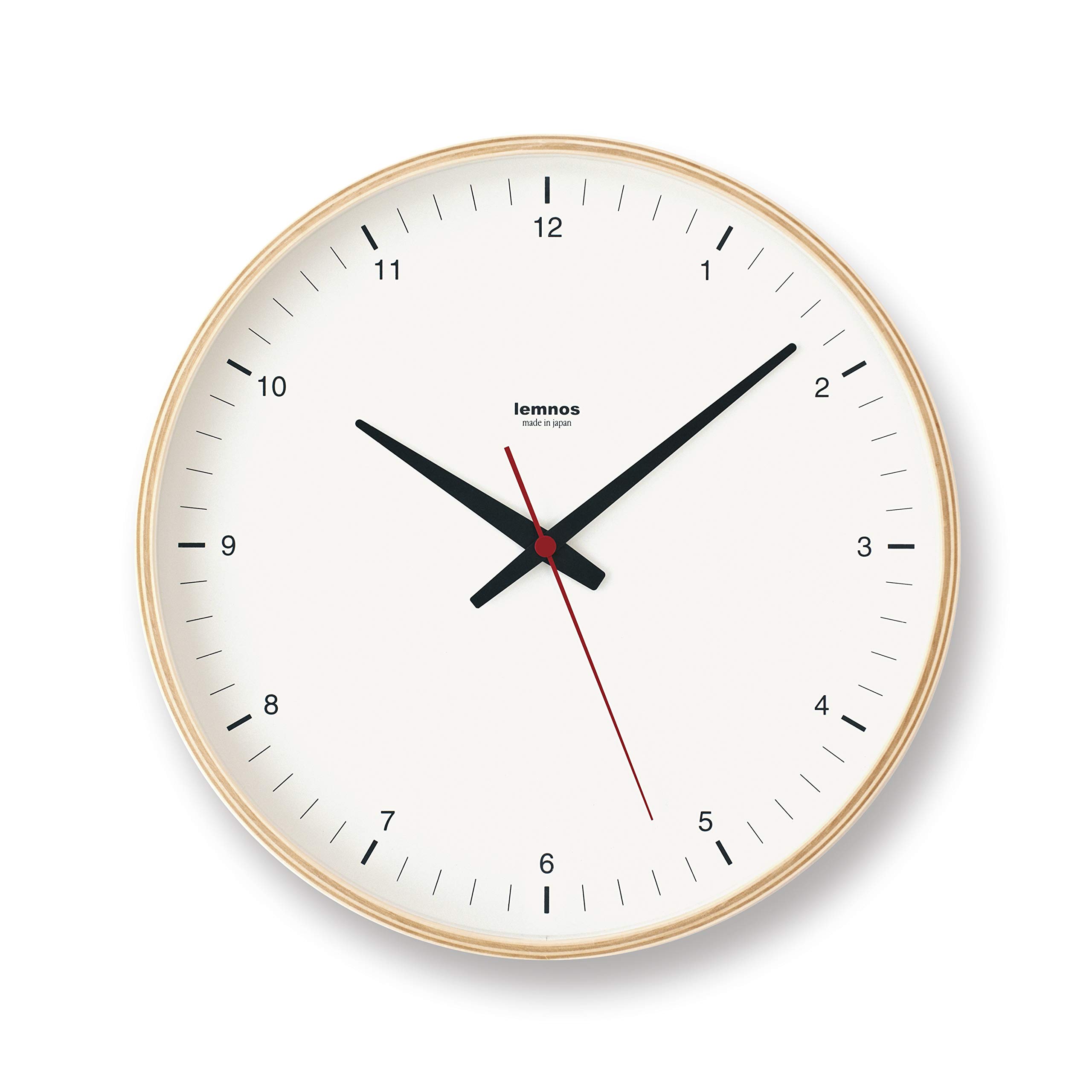 Lemnos Analog Wall Natural Wood Plywood Clock Diameter Clock, Finish, T1-017(1), Natural, 30.5cm