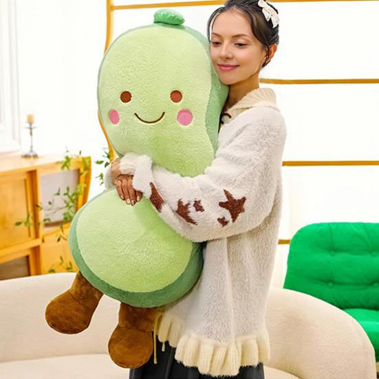Smiling Pea Body Pillow Soft Plush Cushion for Adults Kids Funny Vegetable Hugging Pillow for Home Relaxation And Sleep