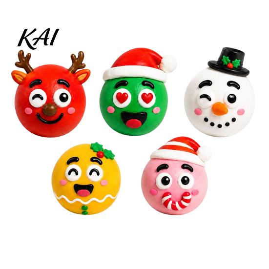 Stress Relief Balls 1/5Pcs DIY Christmas Toy, Reindeer Snowman Ball with Sensory Fidget Toy Detachable Expression Accessory, Soft Squeeze Party Favors