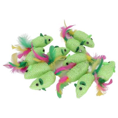 11pcs Mice Cat Toy Multipurpose Squeaky Interactive Cat Toy Mouse for Cats and Kittens Green