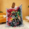 1 Piece Graffiti Style Street Motorcycle Printed Flannel Blanket Multiple Sizes Soft Comfortable Gift Blanket, Machine Washable