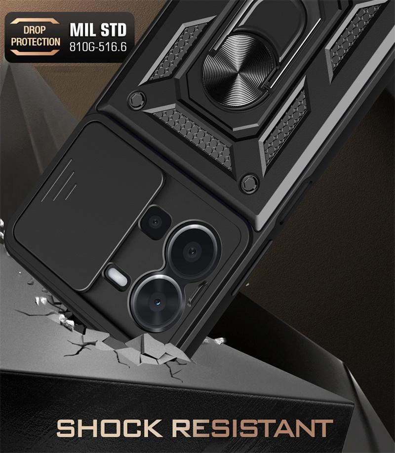 Funda for Vivo Y35 4G Case Slide Camera Lens Protection Cover for Vivo Y 35 VivoY35 35Y Armor Shockproof Stand Phone Case Capa