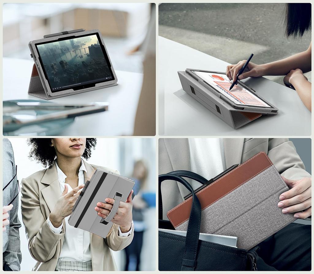 MoKo Fire HD 10 Compatible with Fire HD 10 10 Plus Protective Case with Hand and Pencil Storage Rubber Brown Gray Case, & (2023/2021, 13th/11th