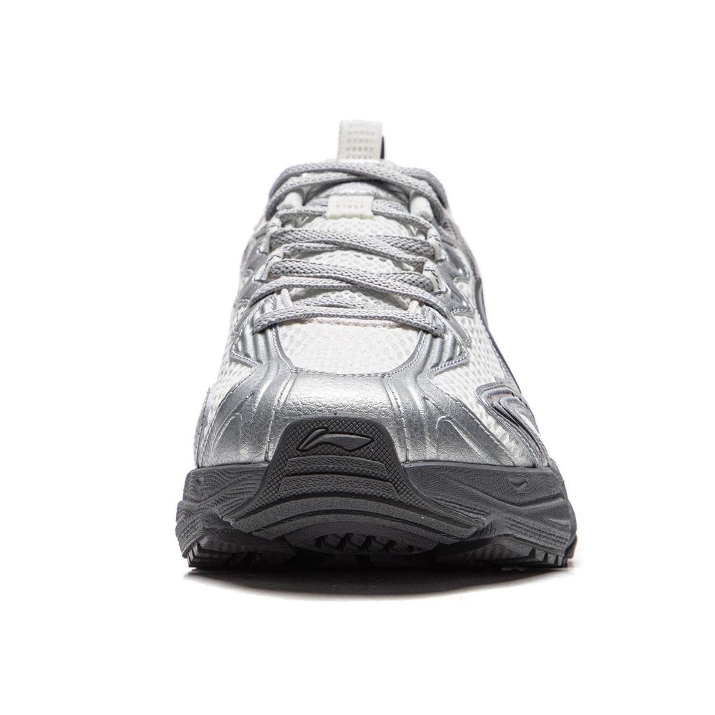 Li Ning Despreocupado V3 Aumento de Altura Transpirables Rebote Caña Baja Zapatillas para Correr Hombre Blanco Plata ARXW023-4