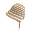 New Korean Style Striped Lace up Knitted Pullover Hat for Women Spring and Autumn Fashion Versatile Face Showing Small Woolen Fisherman Hat Trendy