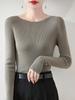 Women's Slim Fit Solid Color One-Shoulder Wool Sweater for Autumn/Winter