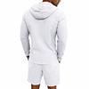 Men's Linen Casual Hooded Shirt & Shorts Set - Breathable, Long-Sleeved, Two-Piece.