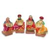 Recycled Martial Rajasthani Standing Dolls Tealight Candle Holder, Multicolor (2 Pair)(4 Candle Holders)