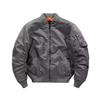 Pilotná bunda pánska bomber bunda Pánske retro bomber bundy Pánska ležérna jednofarebná bunda na zips Voľný strih Pánske kabáty