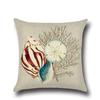 Mediterranean Style Blue Marine Sailor Conch Octopus Pillowcase Linen Sofa Cushion Cover