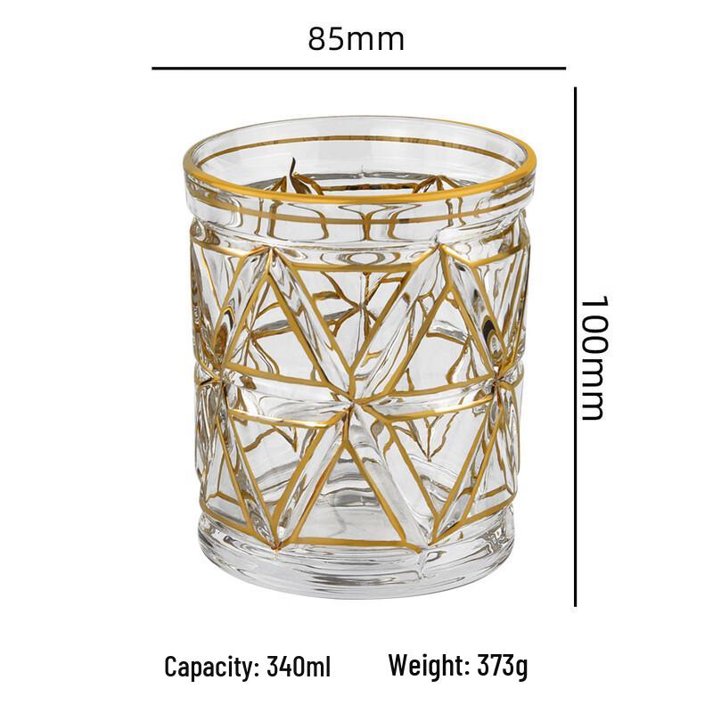 Crystal Glass Whiskey Tumbler with Spiderweb Pattern