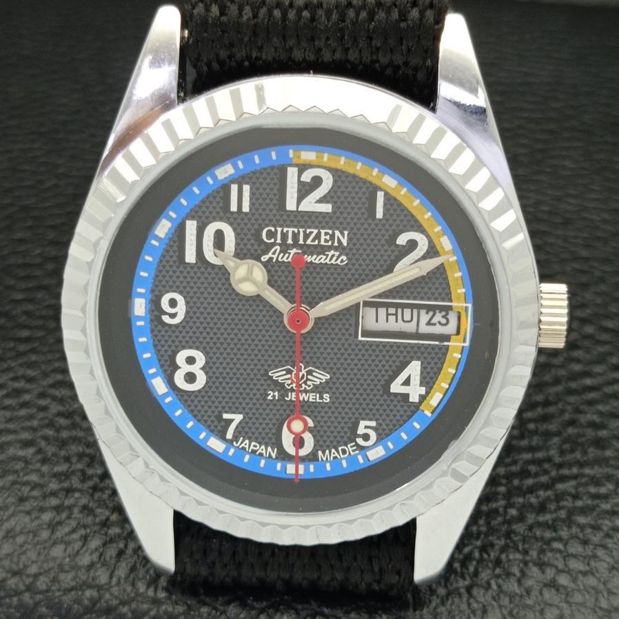 AUTHENTIC REFURBISHED CITIZEN AUTOMATIC 8200 JAPAN BLACK DIAL WATCH A426203-2 RL620c-a426203