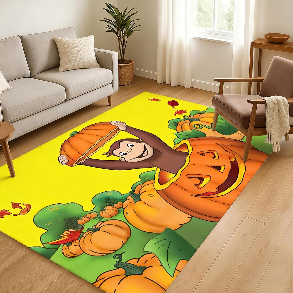 C-Curious Mokey G-George Floor Mat Soft Thickened Absorbent Non-Slip Bedroom Living Room Door Mat Home Decor Flannel Rugs
