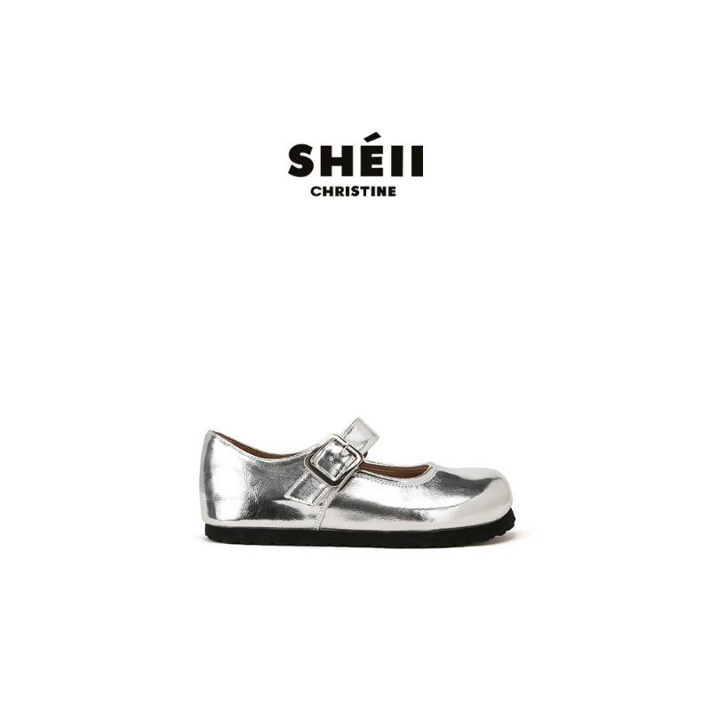Sheepskin version~ 3.5cm inner height increase single shoes Velcro genuine leather Mary Jane shoes women