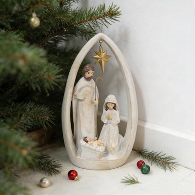 Nativity Scene Figurine Resin Holy Family Ornament Mary Joseph And Baby Jesus Statue Religious Christmas Table Centerpiece Gift for Christians