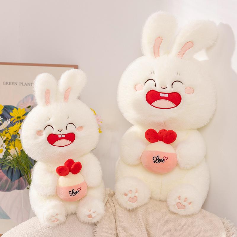 Cute Hug Cake Puppy Dog Doll Plush Toy Little White Rabbit Doll Children Soothing Rag Doll Birthday Gift