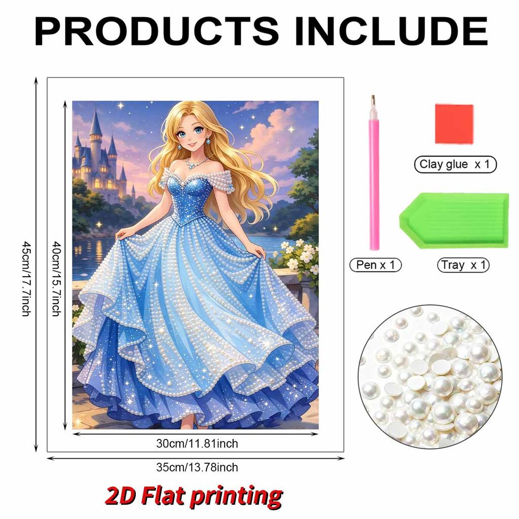 Starry Castle Cinderella New Pearl-Inlaid Frameless Art | Handmade Pearl Craft, Castle Lake Starry Theme, for Romantic Fairy Tale Decor