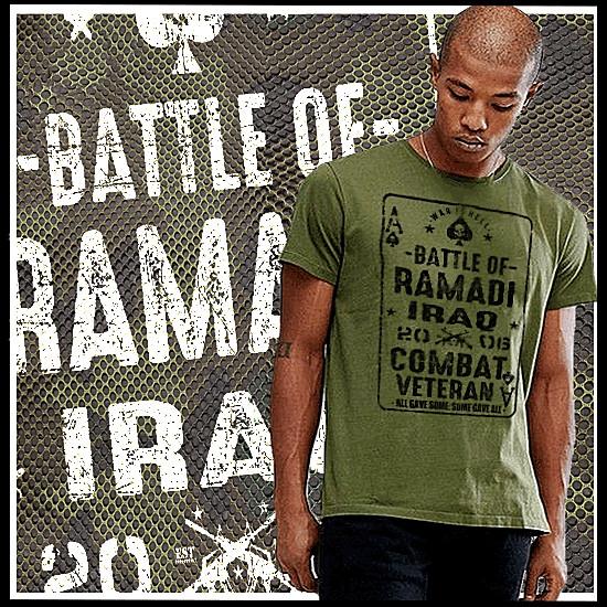 Combat T-shirt Military Battle of Ramadi Infantryman Machine Gunner Warrior Tee