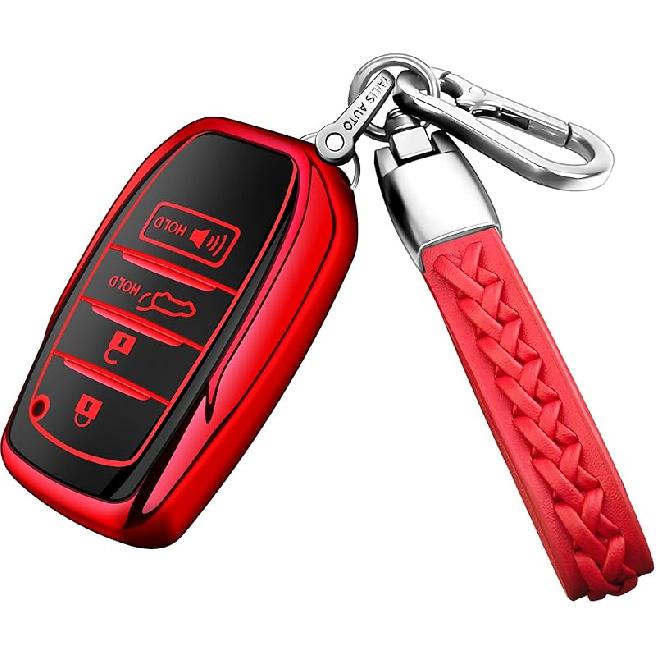 Autophone For Toyota Key Fob Cover With Leather Keychain Soft Case For 2025 Camry,4Runner -2025 Venza,Rav4 Prime,Land Cruiser,-2025 Grand