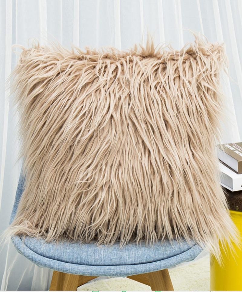 45x45cm Artificial Wool Fur Sheepskin Cushion Cover Hairy Faux Plain Fluffy Soft Throw Pillowcase Washable Square Pillow Case