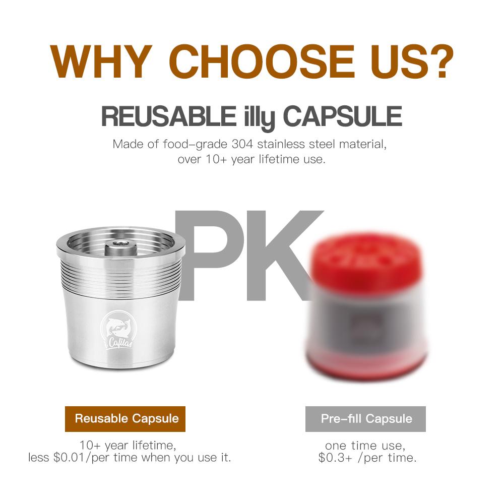 Refillable Capsule Pods Resuable Filter Cup Fit for Illy Coffee Machine Metal Stainless Steel Coffee Capsules Tamper