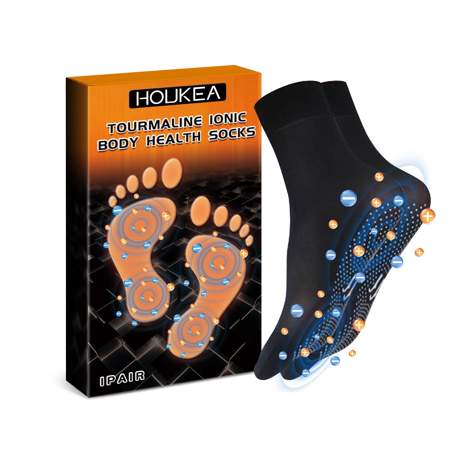 

Носки HOUKEA Tourmaline Ionic Body Health Socks Носки для массажа ног Носки для ухода за ногами Устранение запаха Уменьшение чёрный