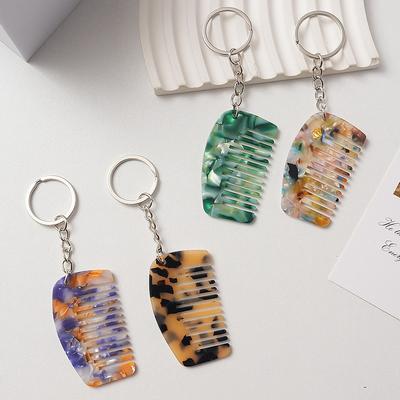 Portable Comb Charm Keyrings Cute Fashion Acetate Miniature Comb Keychain Creative Backpack Decoration Accessories Gifts