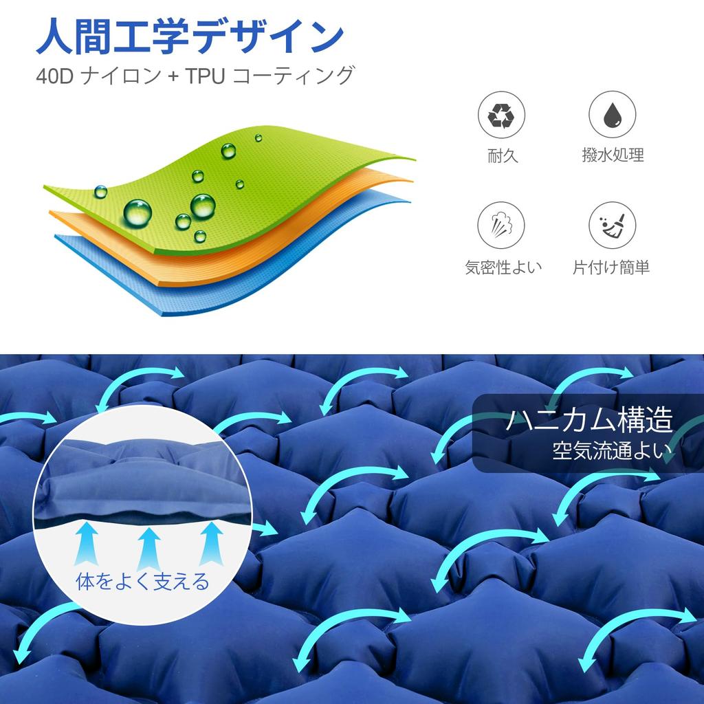 Night Cat Air Car Camping No Pump Easy to Air Mattress with Integrated Ideal for Disaster and Overnight Stays x 2-Person Mattress, Foot-Operated, Mat,