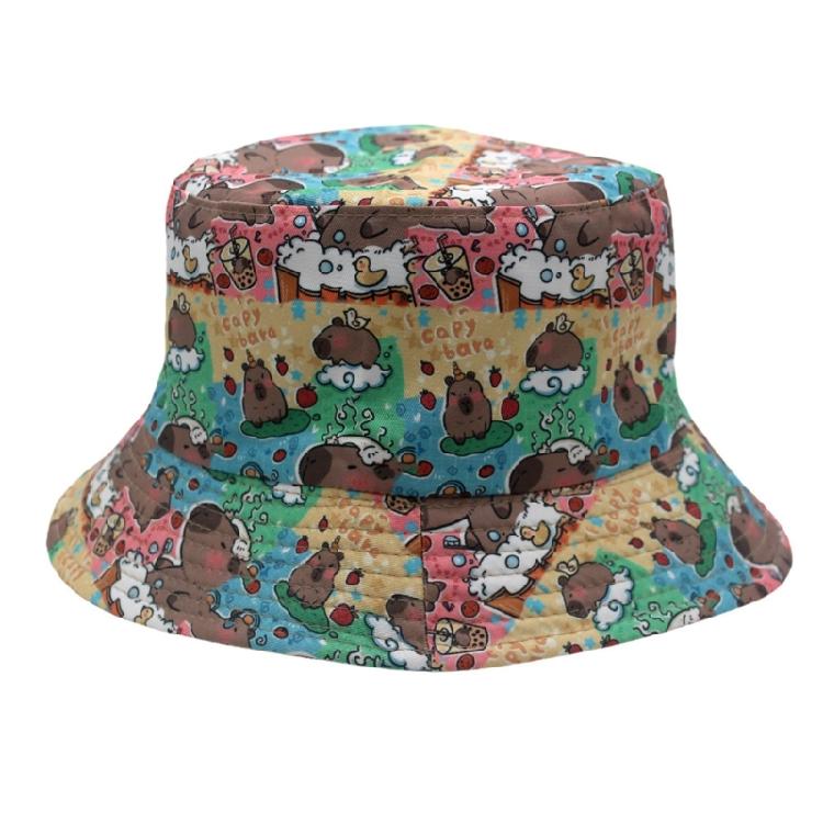 Eye Catching Capybara Bucket Hat Outdoor Sports Hat Stylish Streetwear Hat for Both Men and Women