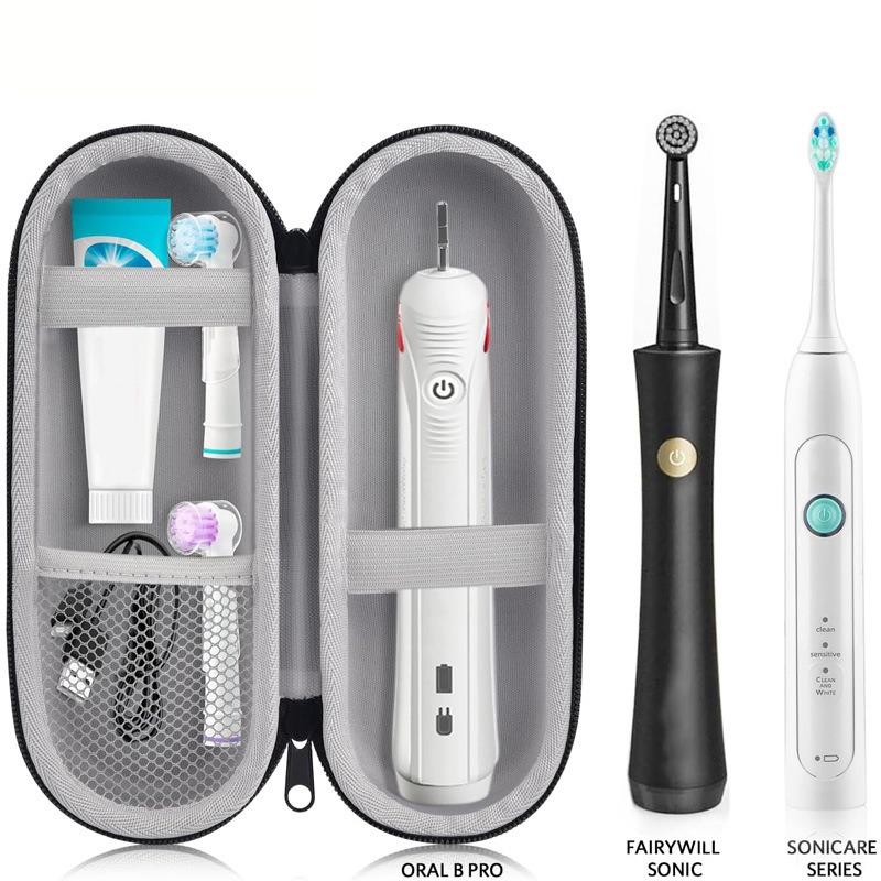 Shockproof Waterproof Electric Toothbrush Travel Case - Large Capacity EVA Protective Organizer for Brushes, Heads, Charger