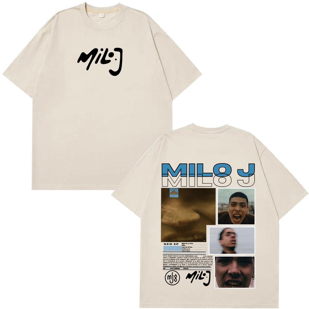 Rapper Milo J La Vida Era Mas Corta Album Graphic T Shirts Mens Women Hip Hop Tshirt Cotton Short Slevee Vintage Tshirts Tops