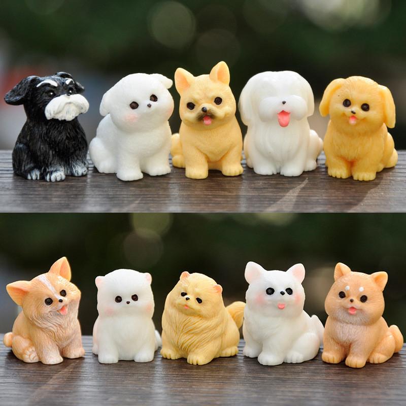 Lovely Resin Miniature White Dog Figurine Blind Box Adorable Garden Accessories For Car Desk Display