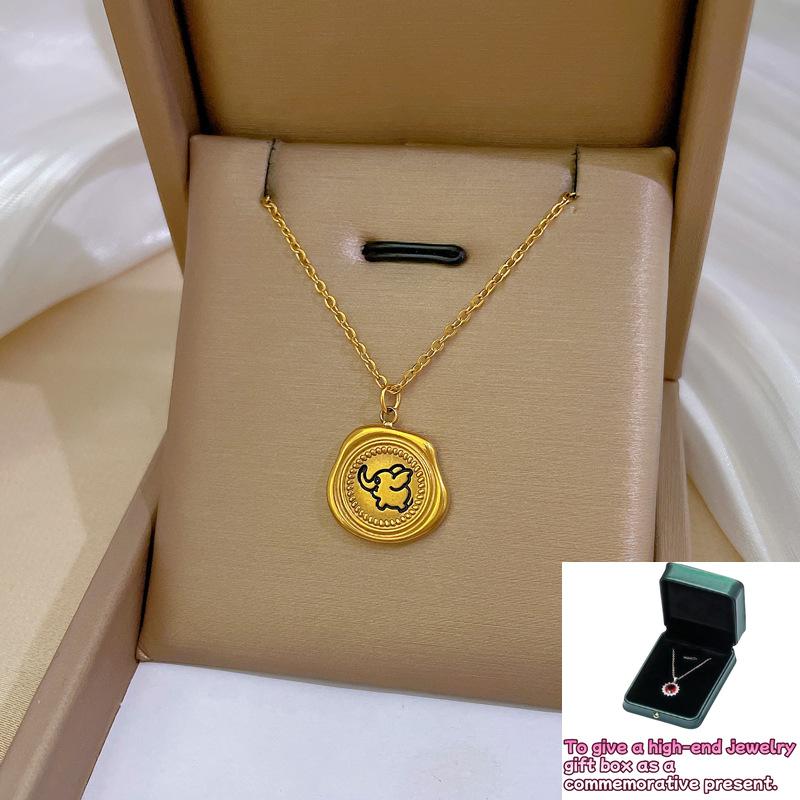 

[Whole body] Dumbo is here, personality minimalist wind stove real gold necklace female ins Internet celebrity collarbone chain
