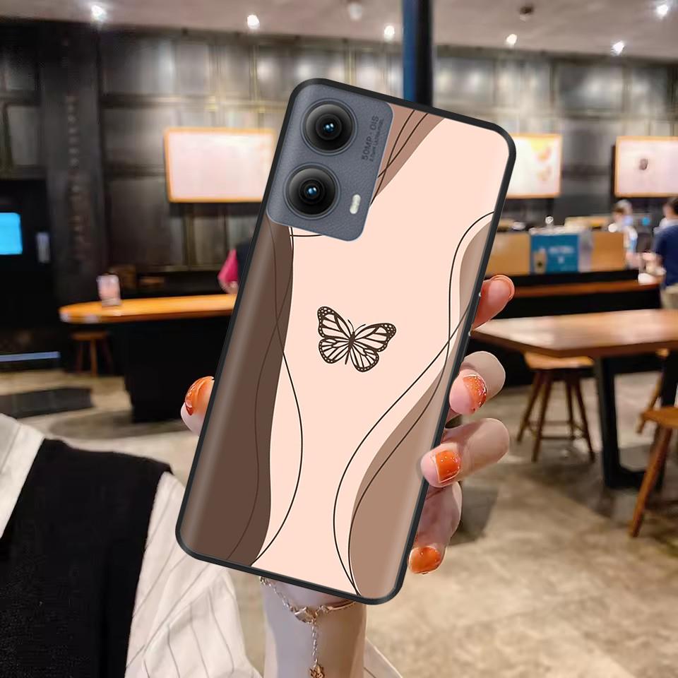 Silicone Casing For Motorola Edge 2024 Case Lovely Cartoon Soft TPU Black Cover For Moto Edge 2024 6.6" Shockproof Fundas Capa