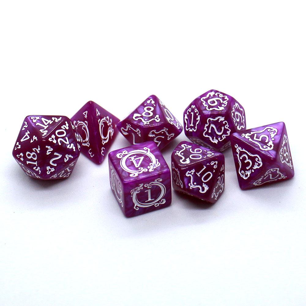 7-piece Dragon Pattern DND Dice Set, Multi Sided D4 D6 D8 D10 D12 D20 Dices Ideal Gift for Desktop Games, Birthdays, and Festiva